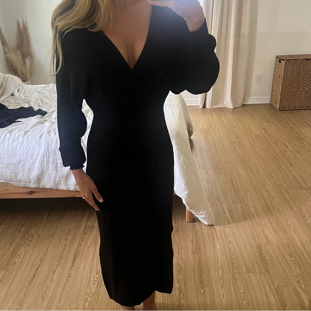 Elegant Black V-Neck Dress